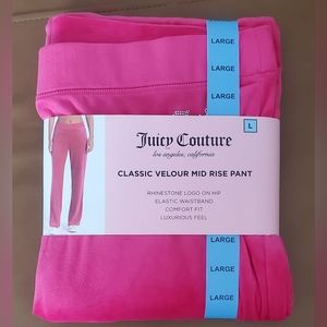 Juicy Couture Women's Classic Velour Mid Rise Rhinestone Logo Comfort Fit
